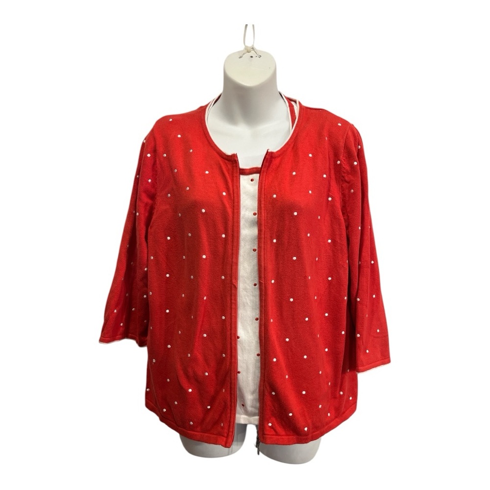 Christopher & Banks Red Polka Dot Jacket & Tank Top size XL. 2 piece set
